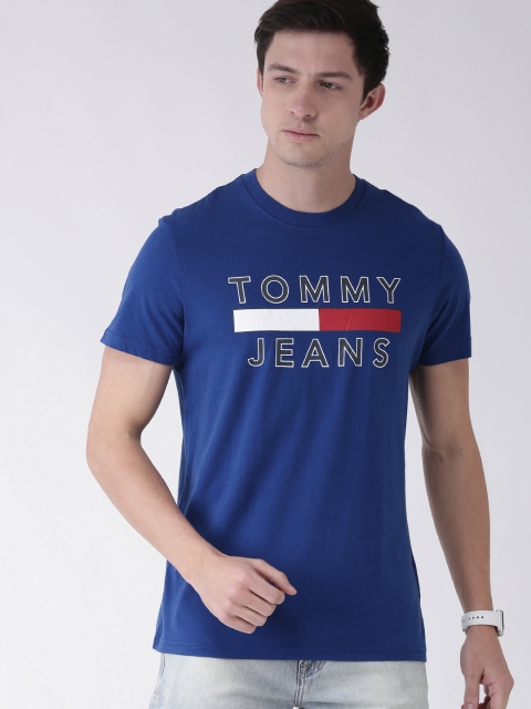 

Tommy Hilfiger Men Blue & White Printed Round Neck T-shirt