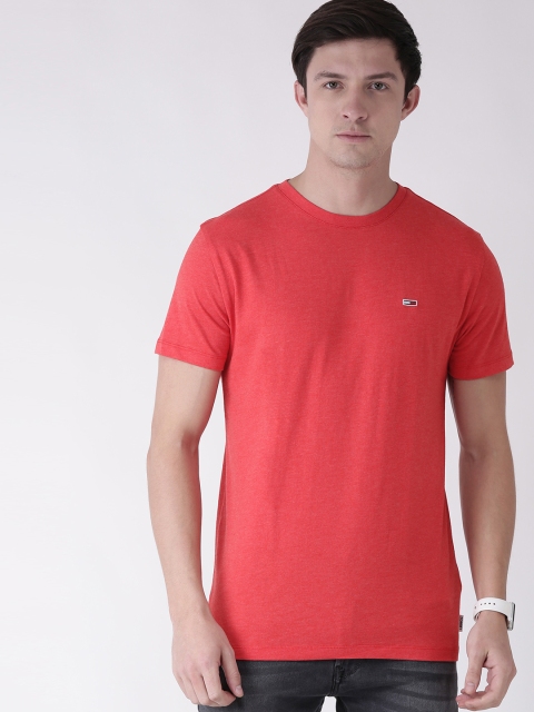 

Tommy Hilfiger Men Red Solid Round Neck T-shirt