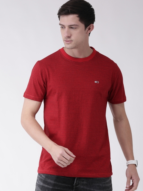 

Tommy Hilfiger Men Red & Black Striped Round Neck T-shirt