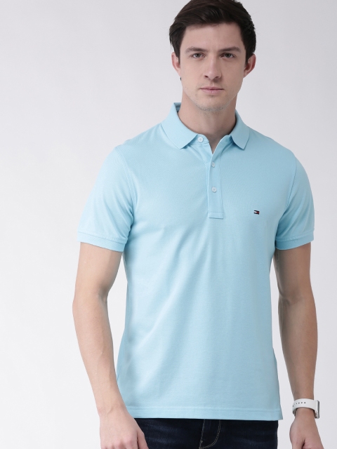 

Tommy Hilfiger Men Blue Slim Fit Solid Polo Collar T-shirt