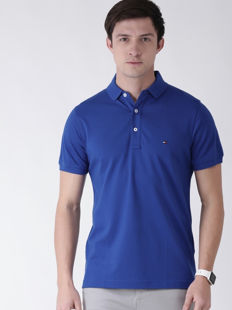 

Tommy Hilfiger Men Blue Slim Fit Solid Polo Collar T-shirt