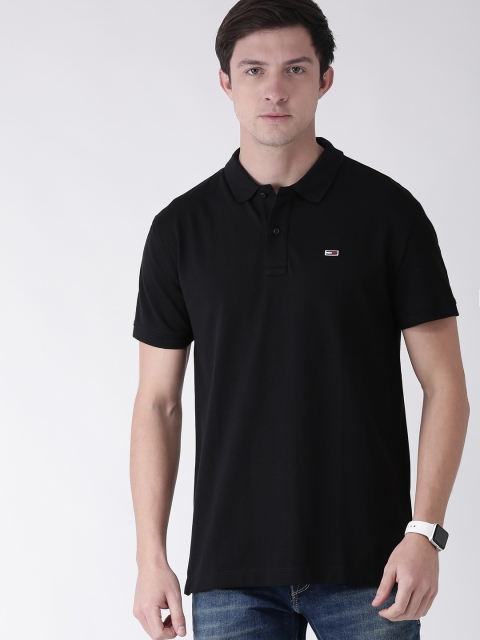 

Tommy Hilfiger Men Black Solid Polo Collar T-shirt