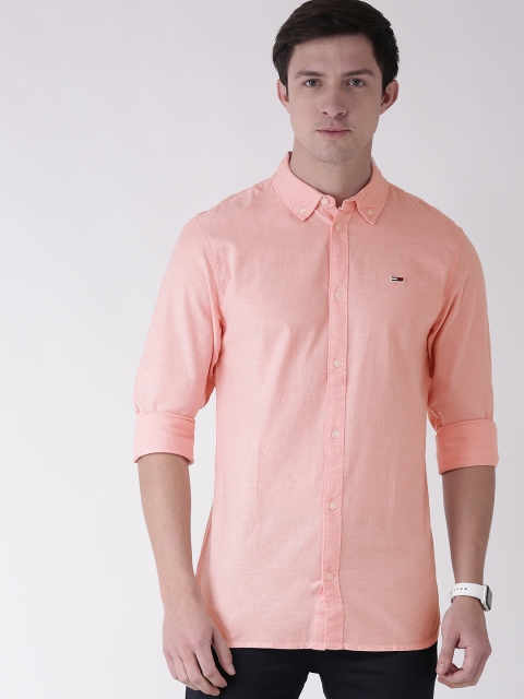 

Tommy Hilfiger Men Coral Pink Slim Fit Solid Casual Shirt