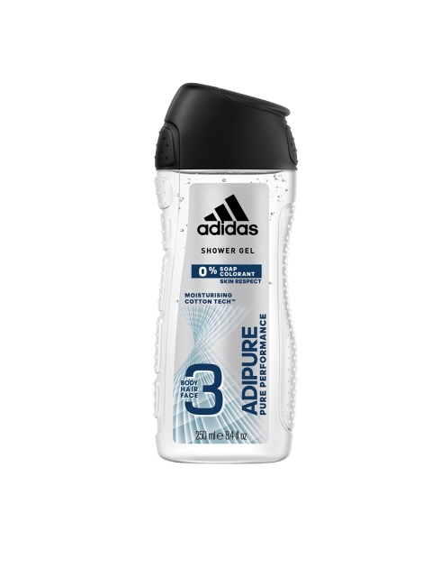 

ADIDAS Men Adipure Pure Performance 3 IN 1 Body, Hair & Face Shower Gel 250ml, Black