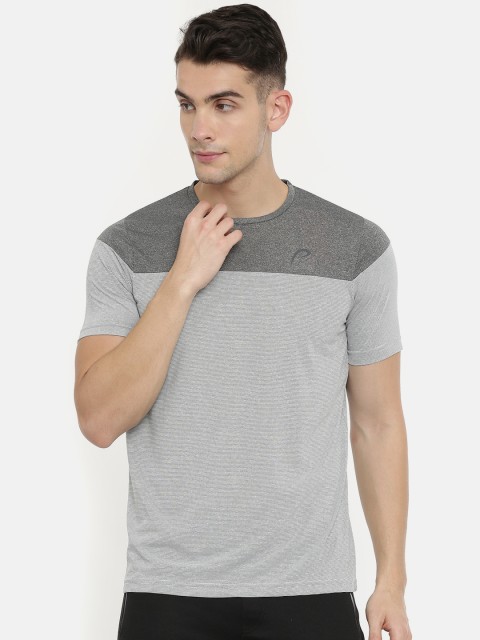 

Proline Active Men Grey Melange Pro-Dry Striped Round Neck T-shirt