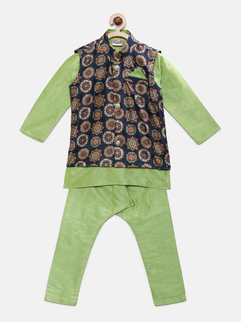 

Ridokidz Boys Green Solid Kurta with Harem Pants