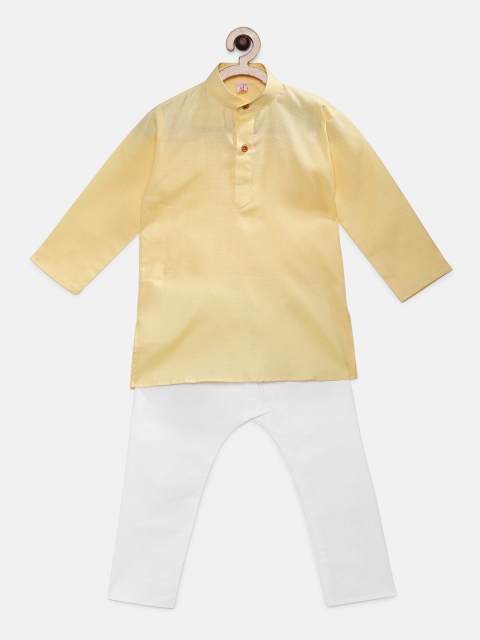 

Ridokidz Boys Yellow & White Solid Kurta with Pyjamas