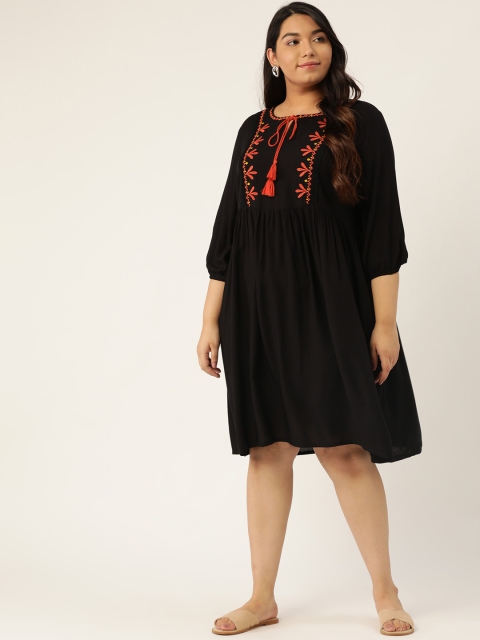 

Sztori Women Black Solid Plus Size A-Line Dress