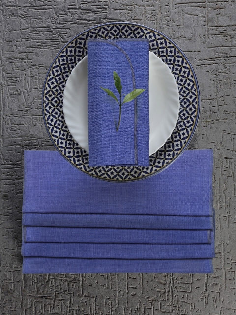 

NEUDIS Set of 6 Navy Blue Solid Cotton Table Napkins