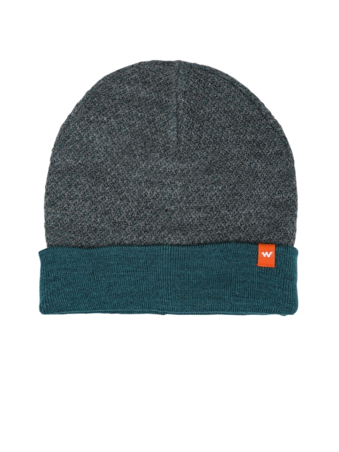 

Wildcraft Unisex Grey & Teal Rev Skull 19 Self Design Beanie