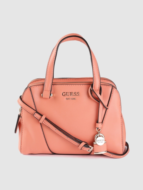

GUESS Coral Orange Solid Handheld Bag with Non-Detachable Sling Strap