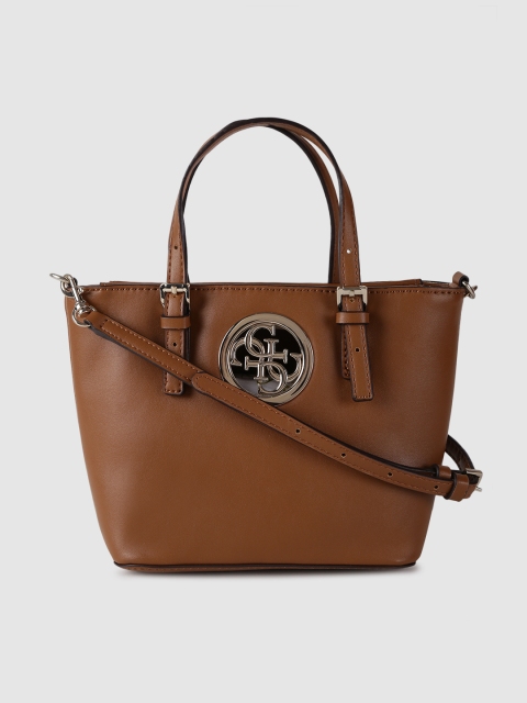 

GUESS Brown Solid Handheld Bag