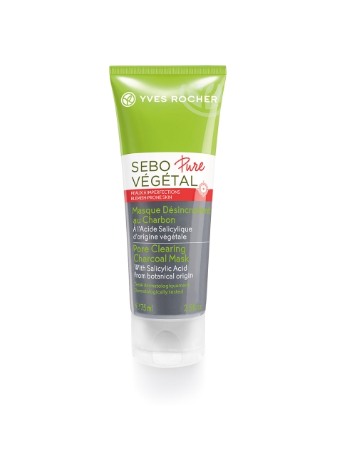

Yves Rocher Unisex Sebo Pure Vegetal Pore Clearing Sustainable Charcoal Mask 75 ml, Green