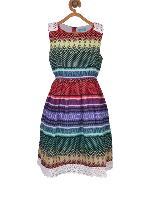 

Miyo Girls Multi Coloured Printed Fit and Flare Dress