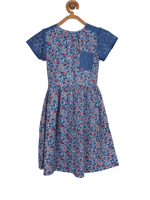 

Miyo Girls Blue Floral Print Fit and Flare Dress