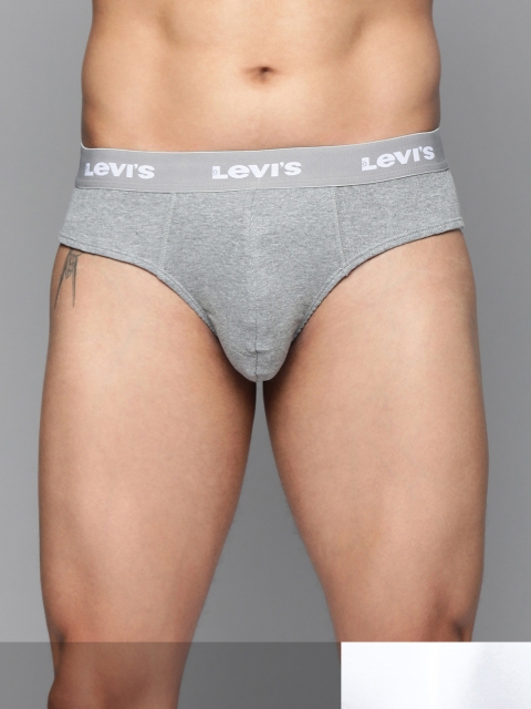 

Levis Men Pack of 2 Solid Casual Assorted Briefs-#002-BRIEF, White