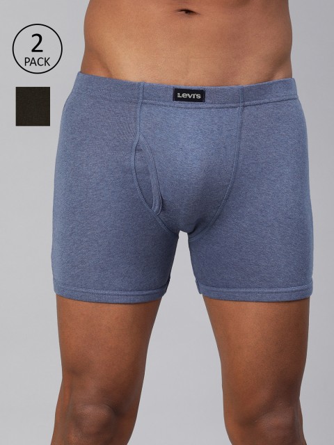 

Levis Men Pack of 2 Blue and Brown Solid Trunks