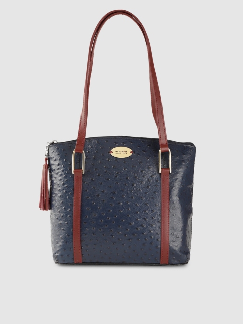

Hidesign Navy Blue Textured Leather Shoulder Bag