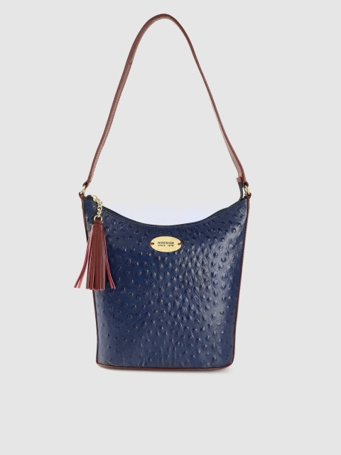 

Hidesign Navy Blue Textured Leather Shoulder Bag