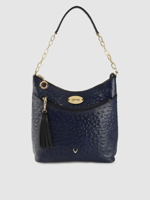 

Hidesign Navy Blue Textured Leather Shoulder Bag