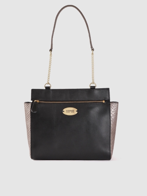 

Hidesign Black Solid Leather Shoulder Bag