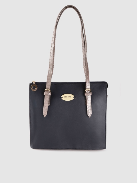 

Hidesign Navy Blue Solid Leather Shoulder Bag