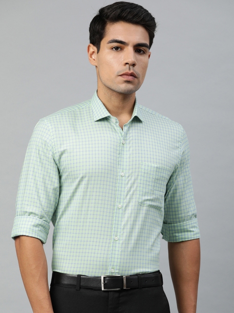 

Peter England Men Green & Blue Slim Fit Checked Formal Shirt