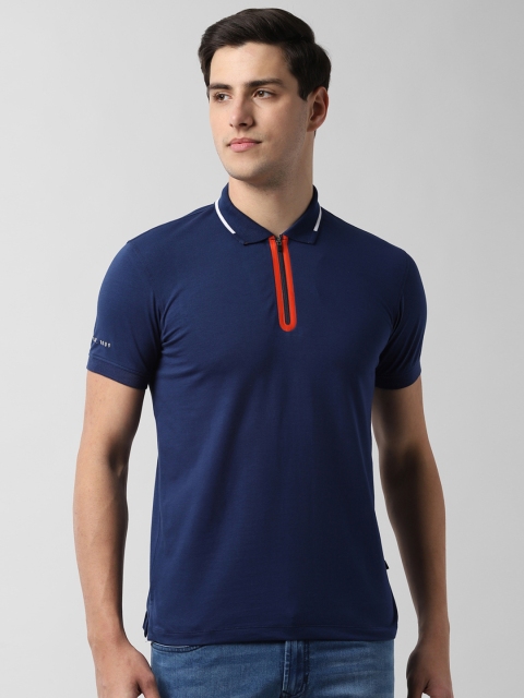 

Peter England Men Navy Blue Solid Polo Collar T-shirt
