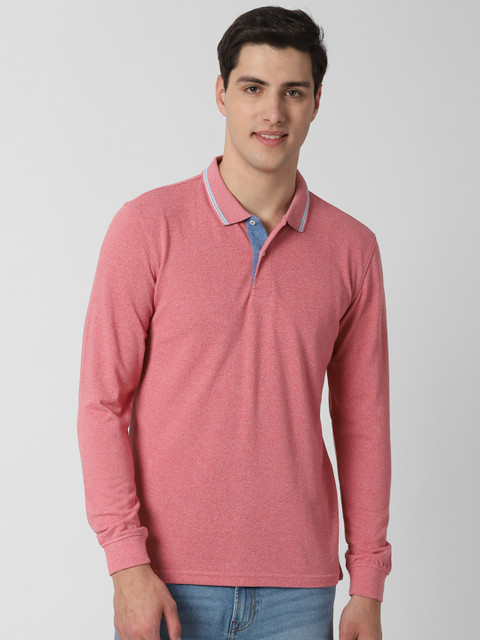 

Peter England Men Pink Solid Polo Collar T-shirt