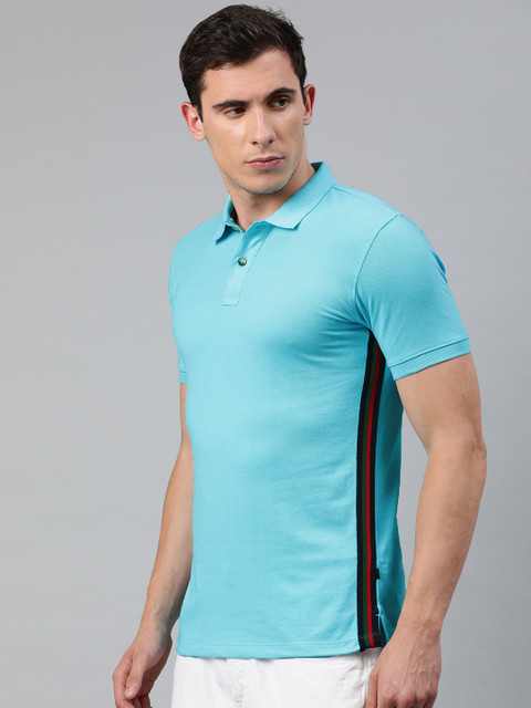 

Peter England Men Blue Solid Polo Collar Neck T-shirt