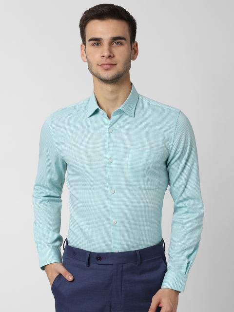 

Peter England Men Blue Slim Fit Self Design Formal Shirt