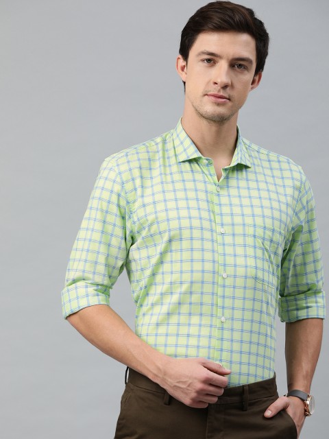 

Peter England Men Green & Blue Nuvo Fit Checked Smart Casual Shirt
