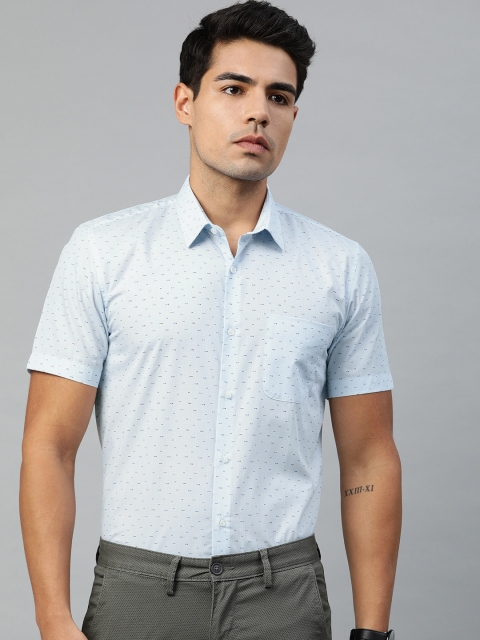

Peter England Men Blue Slim Fit Printed Semiformal Shirt