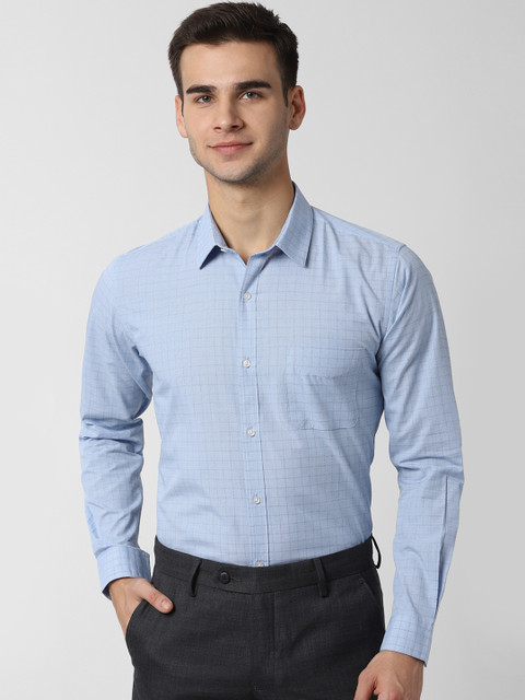 

Peter England Men Blue Slim Fit Checked Formal Shirt