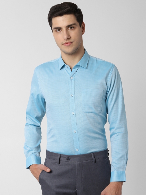 

Peter England Men Blue Slim Fit Self Design Formal Shirt