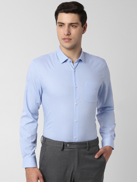 

Peter England Men Blue Slim Fit Self Design Formal Shirt