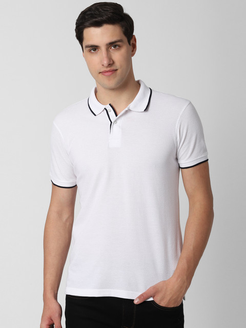 

Peter England Men White Solid Round Neck T-shirt