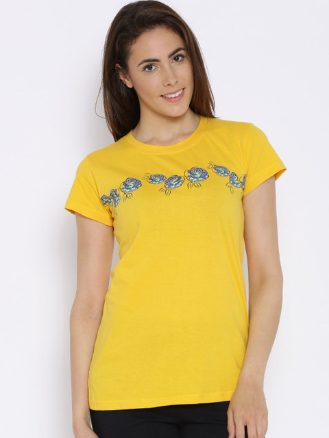 

Red Rose Yellow Printed Lounge Top PRT TSHIRT