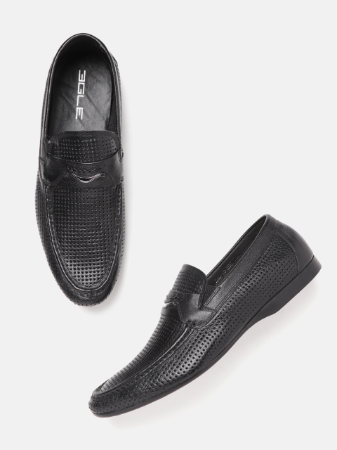 

Egle Men Black Perforated Leather Loafers