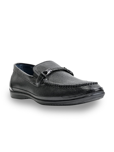 

Egle Men Black Textured Leather Driving Shoes