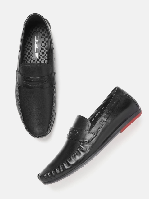 

Egle Men Black Leather Penny Loafers