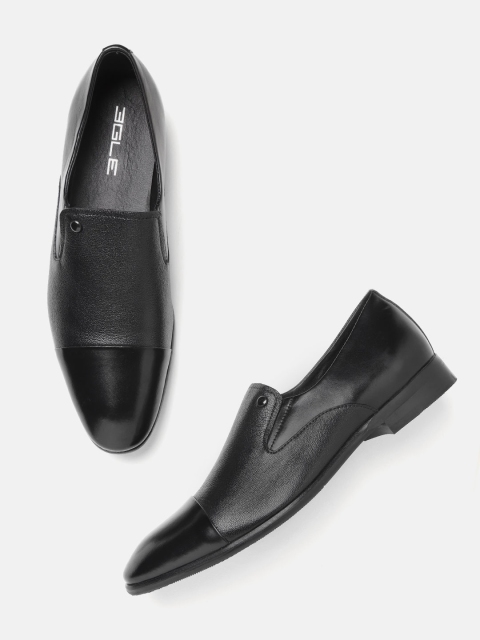 

Egle Men Black Solid Leather Formal Slip-Ons