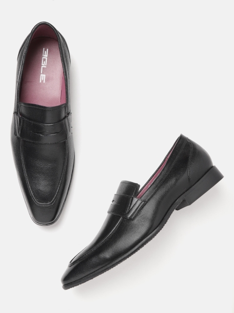 

Egle Men Black Leather Solid Formal Slip-Ons