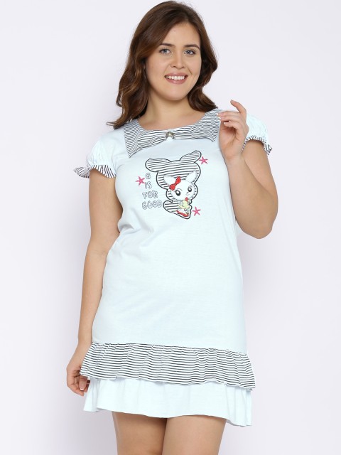 

Red Rose Blue Printed Nightdress 1058