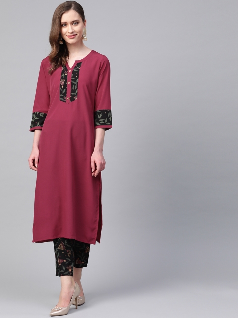 

ZIYAA Women Magenta Solid Kurta with Trousers