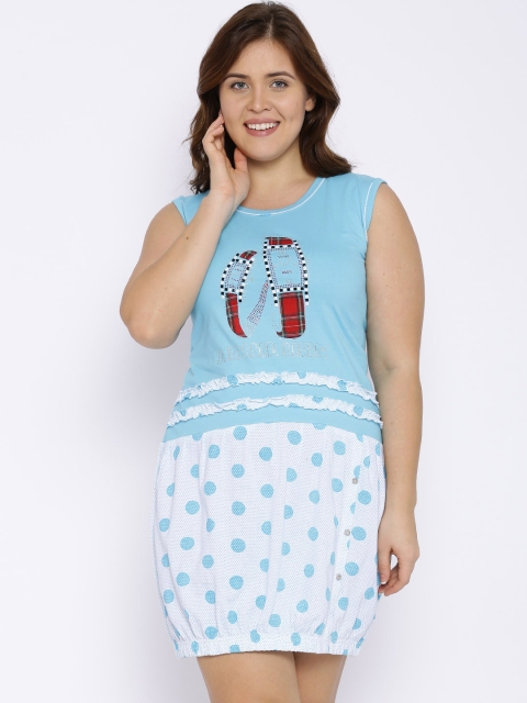 

Red Rose Blue & White Printed Nightdress 1085