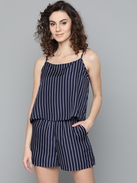 

Trend Arrest Women Navy Blue & White Striped Playsuit