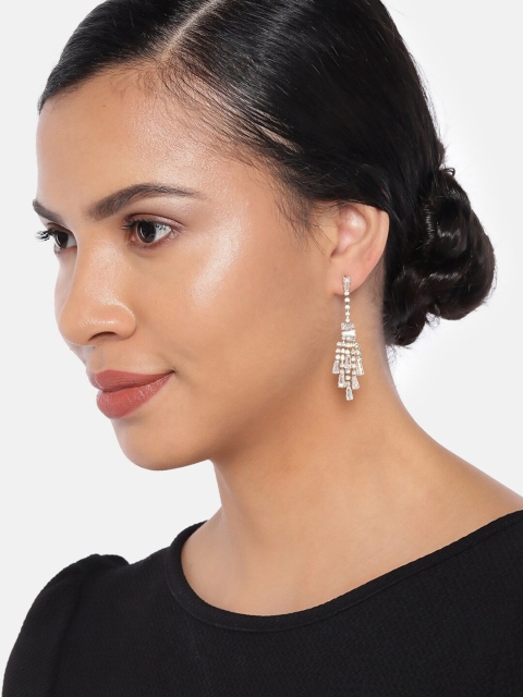 

Ayesha Women Gold-Toned & White Drop Earrings