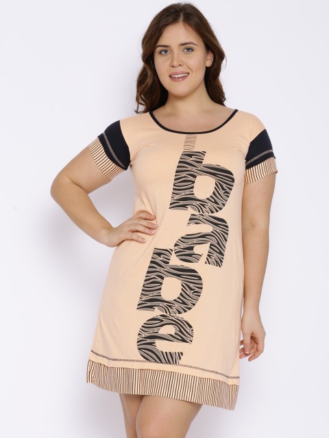 

Red Rose Peach-Coloured Printed Sleep Shirt 2055