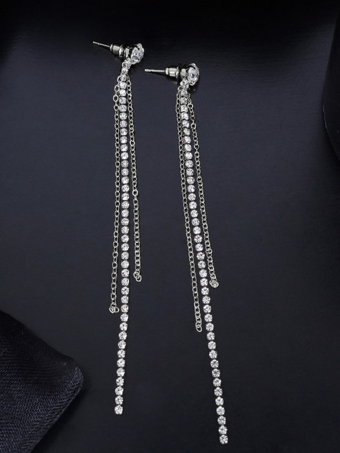 

Ayesha Silver-Plated Contemporary Drop Earrings